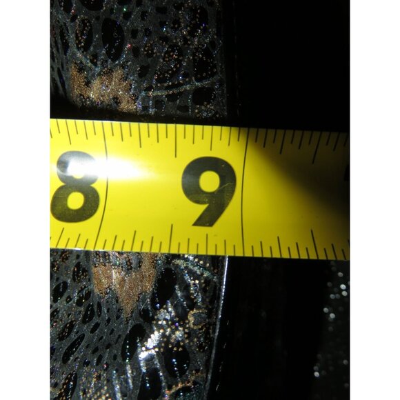 Sharif 1827 Black Metallic Floral Python Embossed Italian Leather Charm Satchel - Picture 13 of 16